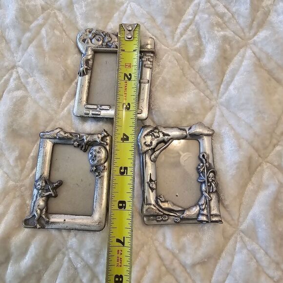 Vintage Pewter Frames Cat Played The Fiddle & Humpty Dumpty  Set Of 3 - Picture 3 of 5